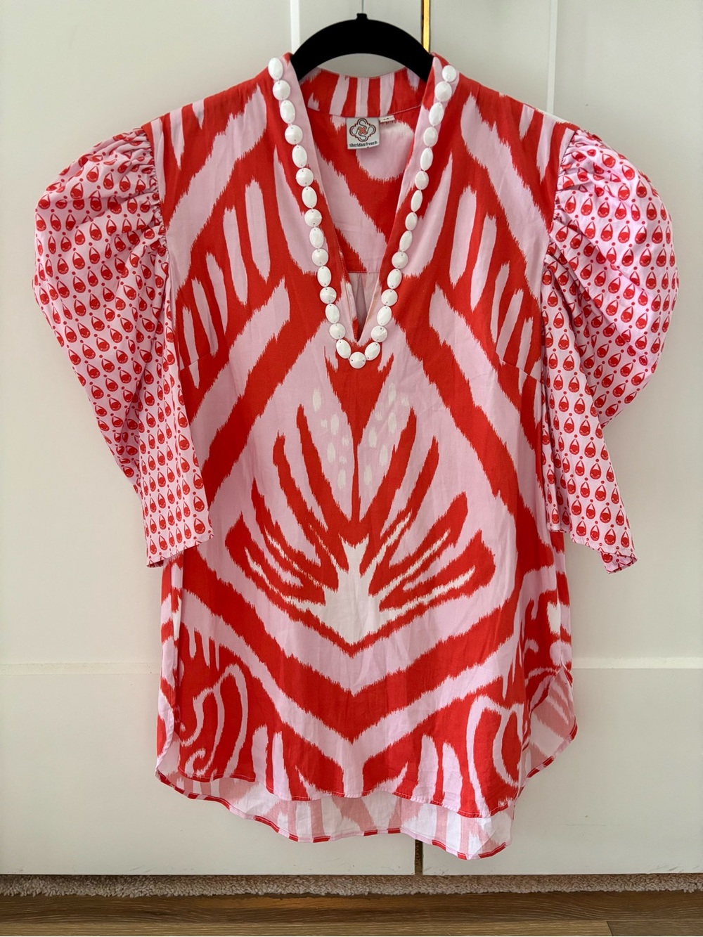 Sheridan French Red Ikat Top